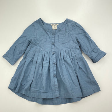 Girls Cotton On, chambray cotton casual dress, EUC, size 00, L: 35cm