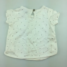 Load image into Gallery viewer, Girls Target, white cotton &amp; silver spot t-shirt / top, GUC, size 000