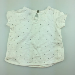 Girls Target, white cotton & silver spot t-shirt / top, GUC, size 000