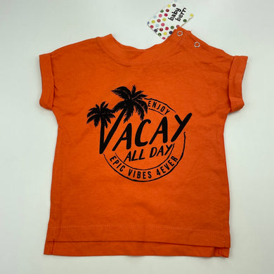 Boys Baby Berry, orange cotton t-shirt / top, NEW, size 00,  
