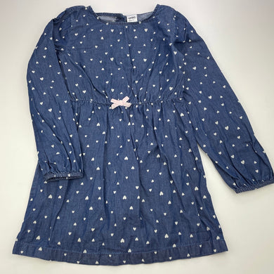 Girls Anko, chambray cotton long sleeve casual dress, FUC, size 7, L: 58cm