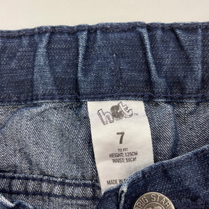 Boys H&T, dark denim jeans, adjustable, Inside leg: 50cm, wear on cuffs, FUC, size 7,  