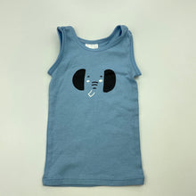 Load image into Gallery viewer, unisex Target, blue cotton singlet top, elephant, EUC, size 000,  