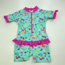 Load image into Gallery viewer, Girls Dymples, short sleeve rashie suit, mermaids, EUC, size 0,  