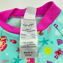 Load image into Gallery viewer, Girls Dymples, short sleeve rashie suit, mermaids, EUC, size 0,  