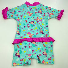 Load image into Gallery viewer, Girls Dymples, short sleeve rashie suit, mermaids, EUC, size 0,  