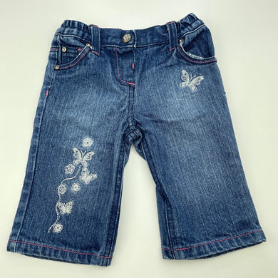 Girls Dymples, embroidered denim jeans, elasticated, GUC, size 00,  