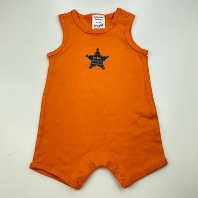 unisex Dymples, orange cotton romper, boss, FUC, size 000,  