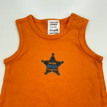 Load image into Gallery viewer, unisex Dymples, orange cotton romper, boss, FUC, size 000,  