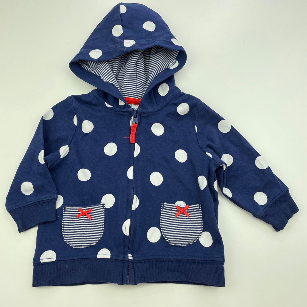 Girls Carters, cotton lightweight zip hoodie sweater, GUC, size 3 months,  