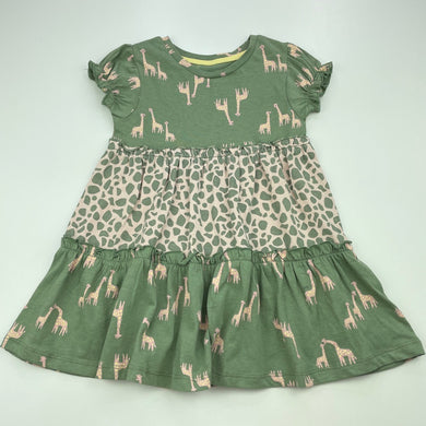 Girls Mango, cotton casual dress, giraffes, FUC, size 0, L: 44cm