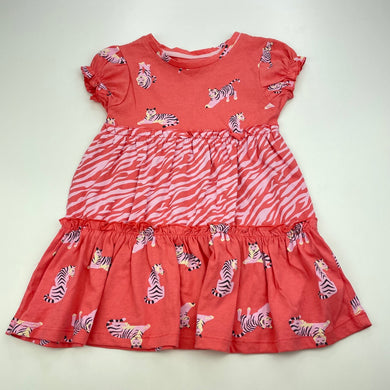Girls Mango, cotton casual dress, tigers, EUC, size 0, L: 44cm