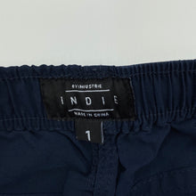 Load image into Gallery viewer, Boys Indie, navy lightweight stretch shorts, elasticated, GUC, size 1,  