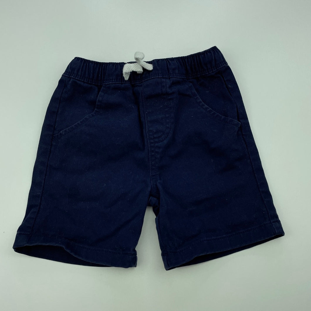 Boys Dymples, navy stretch cotton shorts, elasticated, GUC, size 1,  