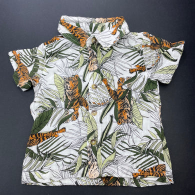 Boys Baby Baby, cotton short sleeve shirt, tigers, EUC, size 00,  