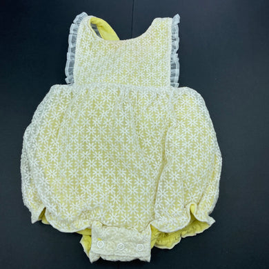 Girls Dymples, lined embroidered tulle romper, FUC, size 0,  