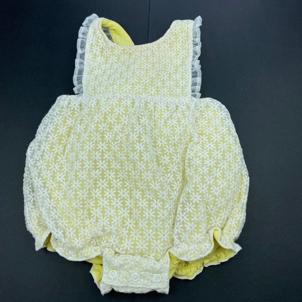 Girls Dymples, lined embroidered tulle romper, FUC, size 0,  