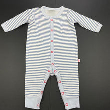 Load image into Gallery viewer, unisex Marquise, blue stripe cotton romper, GUC, size 000,  