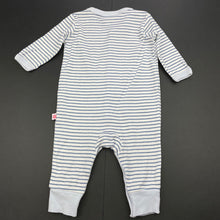 Load image into Gallery viewer, unisex Marquise, blue stripe cotton romper, GUC, size 000,  