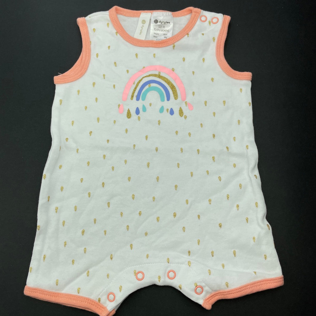 Girls Dymples, cotton romper, rainbow, EUC, size 00,  