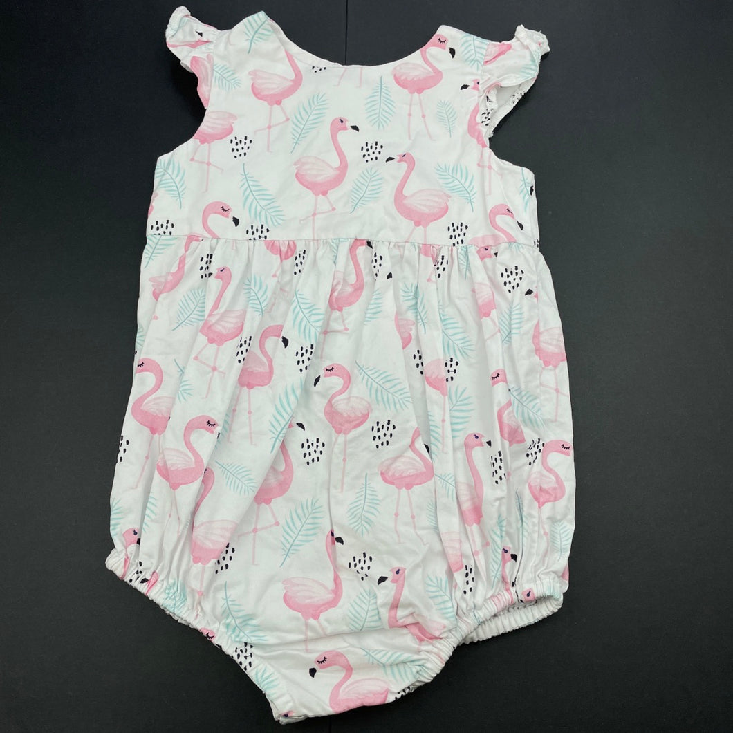 Girls Lou Moon, summer romper, flamingos, armpit to armpit: 25cm, FUC, size 1,  