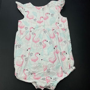 Girls Lou Moon, summer romper, flamingos, armpit to armpit: 25cm, FUC, size 1,  