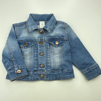 Girls Target, blue stretch denim jacket, poppers, GUC, size 1,  