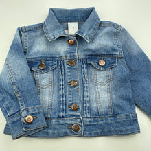 Load image into Gallery viewer, Girls Target, blue stretch denim jacket, poppers, GUC, size 1,  