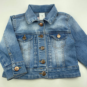 Girls Target, blue stretch denim jacket, poppers, GUC, size 1,  