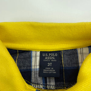 Boys US Polo Assn, yellow cotton polo shirt top, GUC, size 3,  