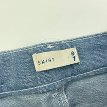 Load image into Gallery viewer, Girls Target, pink &amp; blue stretch denim skirt, adjustable, L: 31cm, NEW, size 7,  