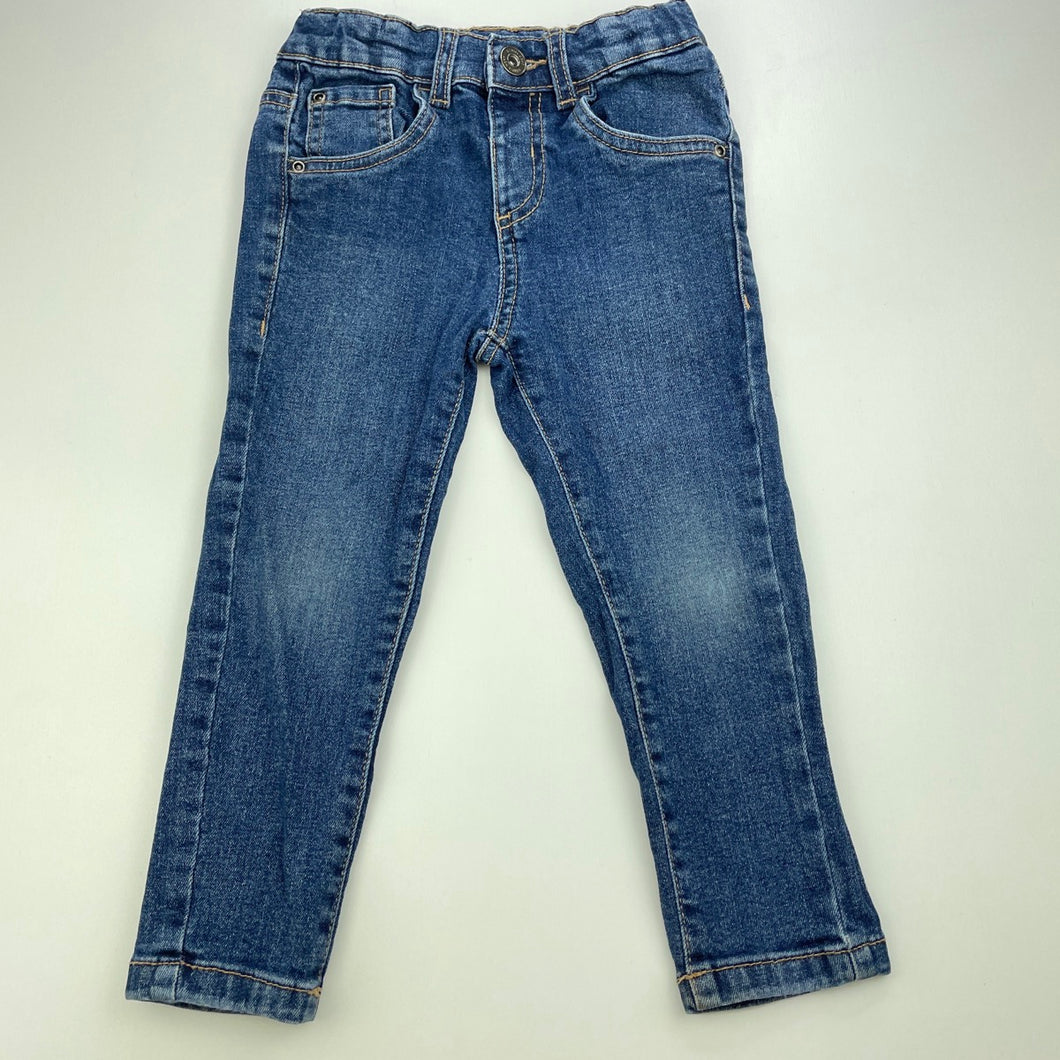 Boys Anko, blue stretch denim jeans, adjustable, Inside leg: 32cm, FUC, size 3,  