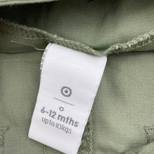 Load image into Gallery viewer, Boys Target, khaki cotton overalls / shortalls, dinosaurs, EUC, size 0,  