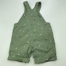Load image into Gallery viewer, Boys Target, khaki cotton overalls / shortalls, dinosaurs, EUC, size 0,  