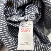 Load image into Gallery viewer, Boys Tu, blue &amp; white stripe cotton overalls, EUC, size 000,  