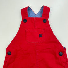 Load image into Gallery viewer, Boys MAINE, red stretch cotton overalls / shortalls, GUC, size 00,  