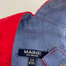 Load image into Gallery viewer, Boys MAINE, red stretch cotton overalls / shortalls, GUC, size 00,  