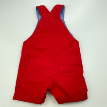 Load image into Gallery viewer, Boys MAINE, red stretch cotton overalls / shortalls, GUC, size 00,  