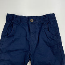 Load image into Gallery viewer, Boys Zara, navy cotton chino pants, adjustable, Inside leg: 29cm, EUC, size 2,  