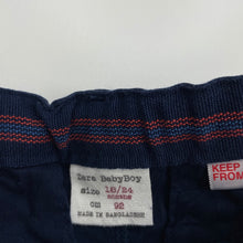 Load image into Gallery viewer, Boys Zara, navy cotton chino pants, adjustable, Inside leg: 29cm, EUC, size 2,  