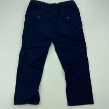 Load image into Gallery viewer, Boys Zara, navy cotton chino pants, adjustable, Inside leg: 29cm, EUC, size 2,  