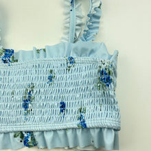 Load image into Gallery viewer, Girls Cotton On, blue floral swim top, EUC, size 7,  