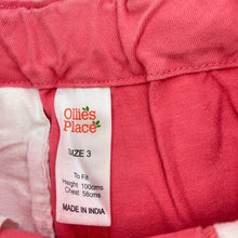 Load image into Gallery viewer, Boys Ollies Place, pink cotton shorts, adjustable, GUC, size 3,  