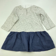 Load image into Gallery viewer, Girls Target, spliced blue &amp; grey long sleeve dress, NEW, size 00, L: 36cm
