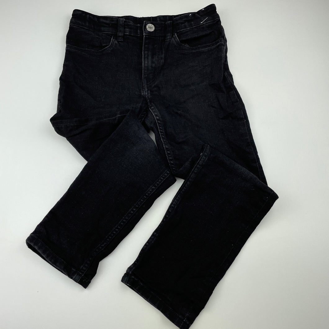 Boys H&M, black stretch denim jeans, adjustable, Inside leg: 49cm, GUC, size 7,  