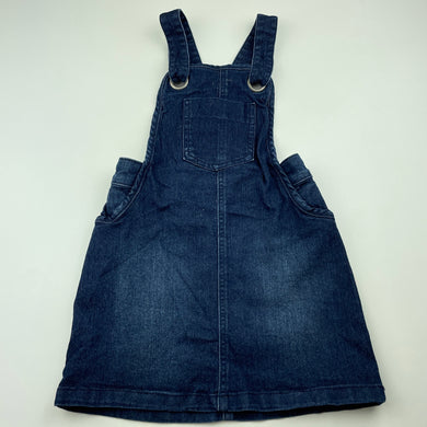 Girls Kids & Co, stretch denim overalls dress / pinafore, GUC, size 6, L: 55cm
