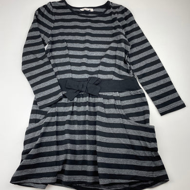 Girls Milkshake, grey & black cotton long sleeve dress, EUC, size 8, L: 66cm