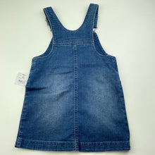 Load image into Gallery viewer, Girls Kids &amp; Co, stretch denim overalls dress / pinafore, rainbow, NEW, size 3, L: 52cm