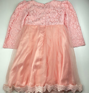 Girls Ai Meng Baby, lined floral lace & tulle party dress, armpit to armpit: 34cm, GUC, size 10, L: 71cm