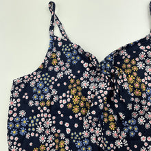 Load image into Gallery viewer, Girls KID, navy floral linen blend top, EUC, size 10,  